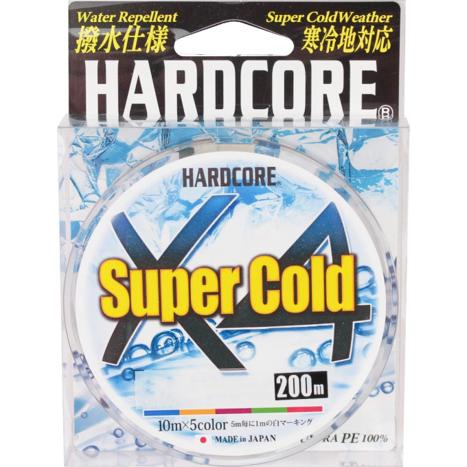 Шнур YO-ZURI PE HARDCORE X4 DUEL SUPER COLD PE 1.2 9.0кг 200м 5 COLOR H3967